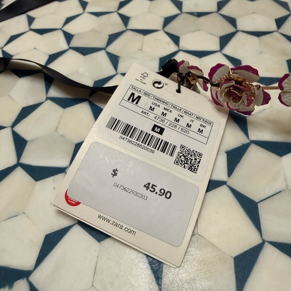 NWT Zara Floral Headband flower purple white headpiece tiara Ribbon festival - Picture 4 of 5